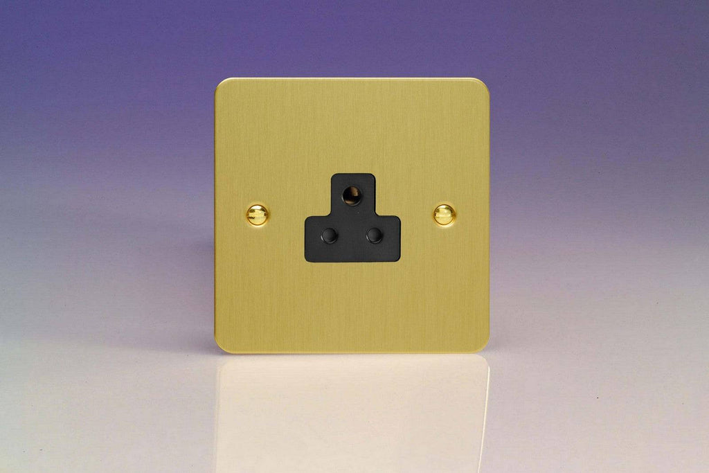 Varilight Ultraflat Brushed Brass 2A Unswitched Socket XFBRP2AB - The Switch Depot