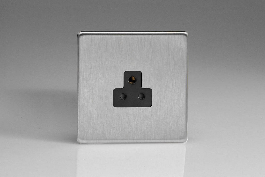 Varilight Screwless Brushed Steel 2A Unswitched Socket XDSRP2ABS - The Switch Depot