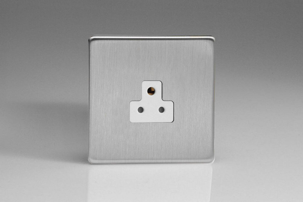 Varilight Screwless Brushed Steel 2A Unswitched Socket XDSRP2AWS - The Switch Depot