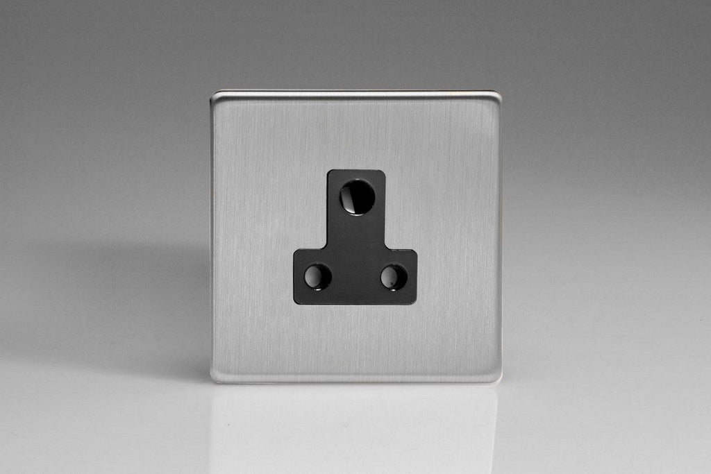 Varilight Screwless Brushed Steel 5A Unswitched Socket XDSRP5ABS - The Switch Depot