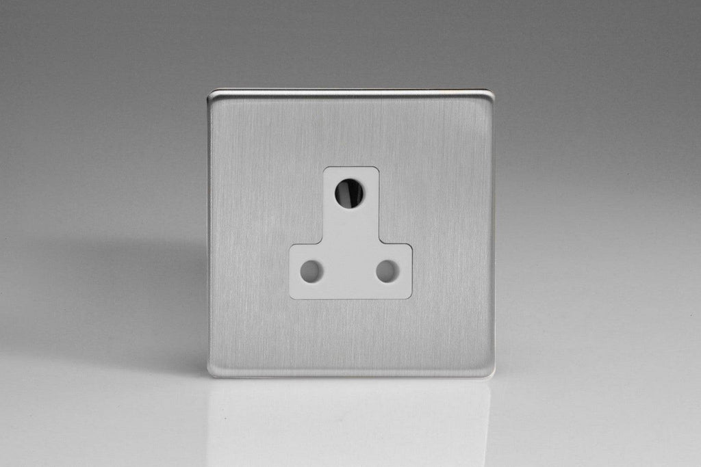 Varilight Screwless Brushed Steel 5A Unswitched Socket XDSRP5AWS - The Switch Depot