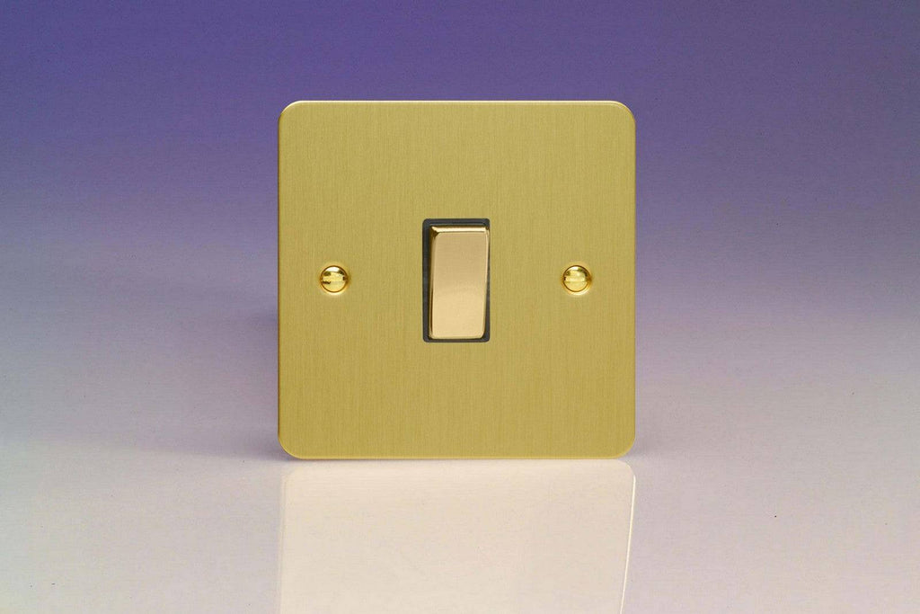 Varilight Ultraflat Brushed Brass 20A Double Pole Switch XFB20D - The Switch Depot