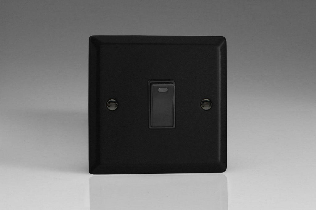 Varilight Urban Matt Black 20A Double Pole Switch with Neon XY20NB.MB - The Switch Depot