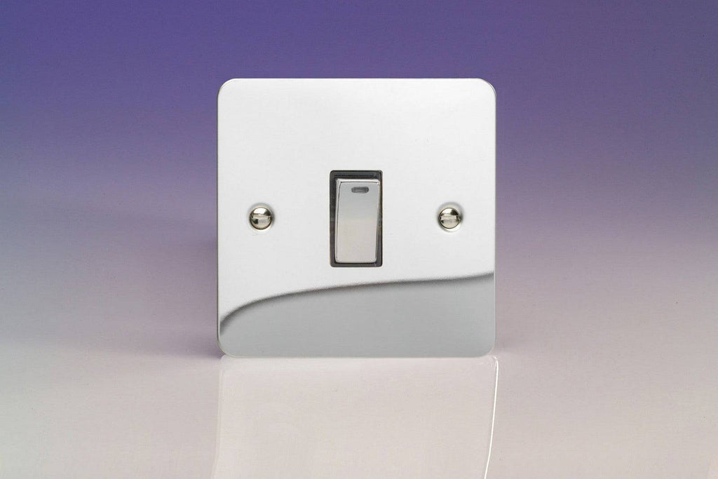 Varilight Ultraflat Polished Chrome 20A Double Pole Switch with Neon XFC20ND - The Switch Depot