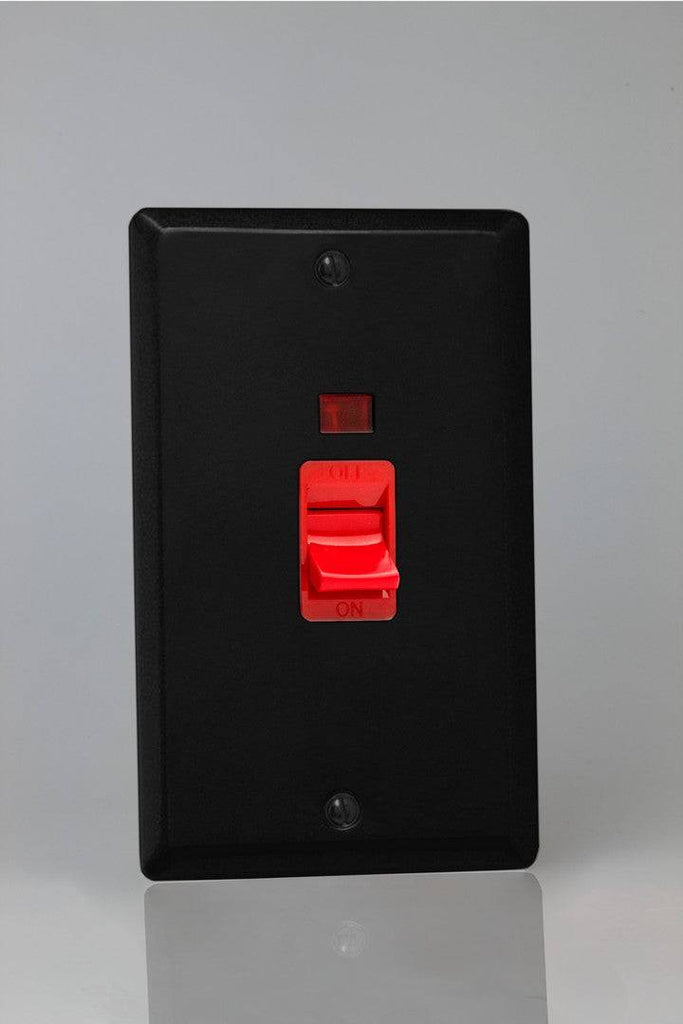 Varilight Urban Matt Black 45A Cooker Switch with Neon XY45N.MB - The Switch Depot