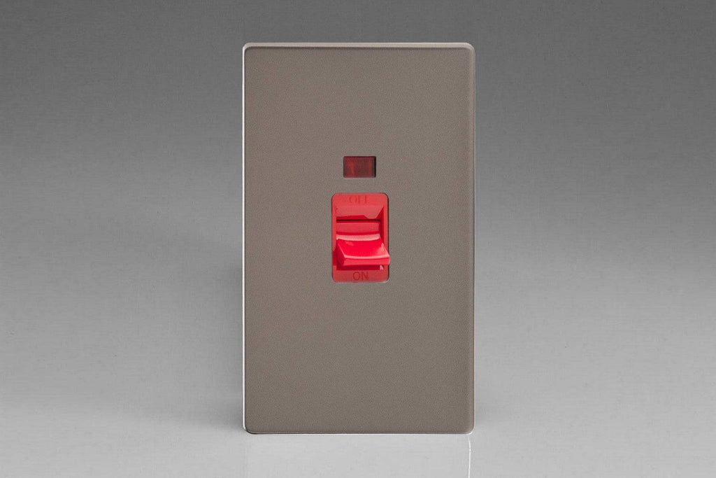 Varilight Screwless Pewter 45A Cooker Switch with Neon XDR45NS - The Switch Depot