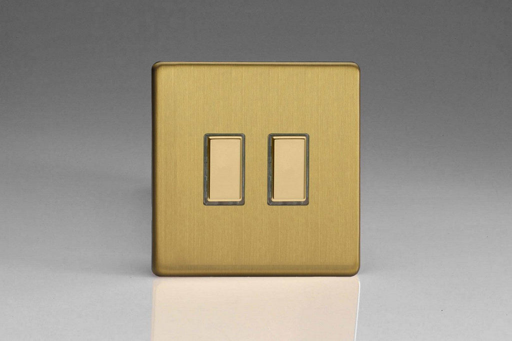 Varilight Screwless Brushed Brass Double Secondary Touch Dimmer Switch JDBES002S - The Switch Depot