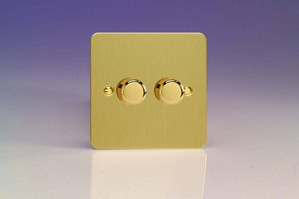 Varilight Ultraflat Brushed Brass 2G Dimmer Switch JFBP252 - The Switch Depot