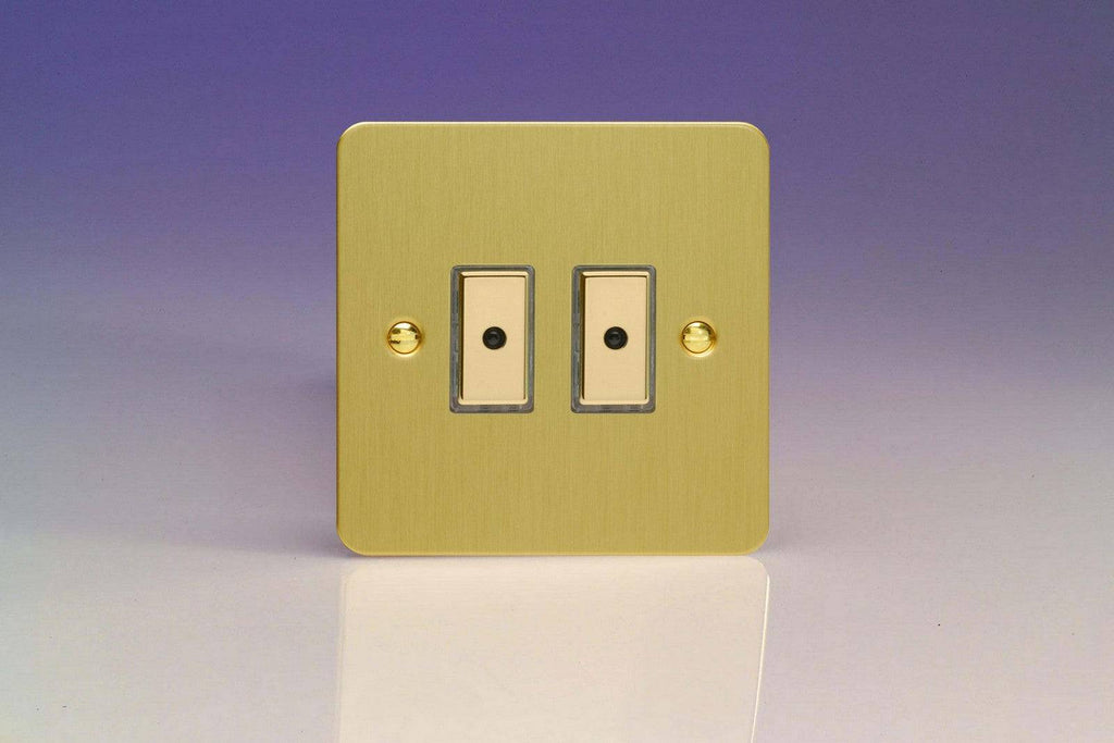 Varilight Ultraflat Brushed Brass Double Master Touch Dimmer Switch JFBE102 - The Switch Depot