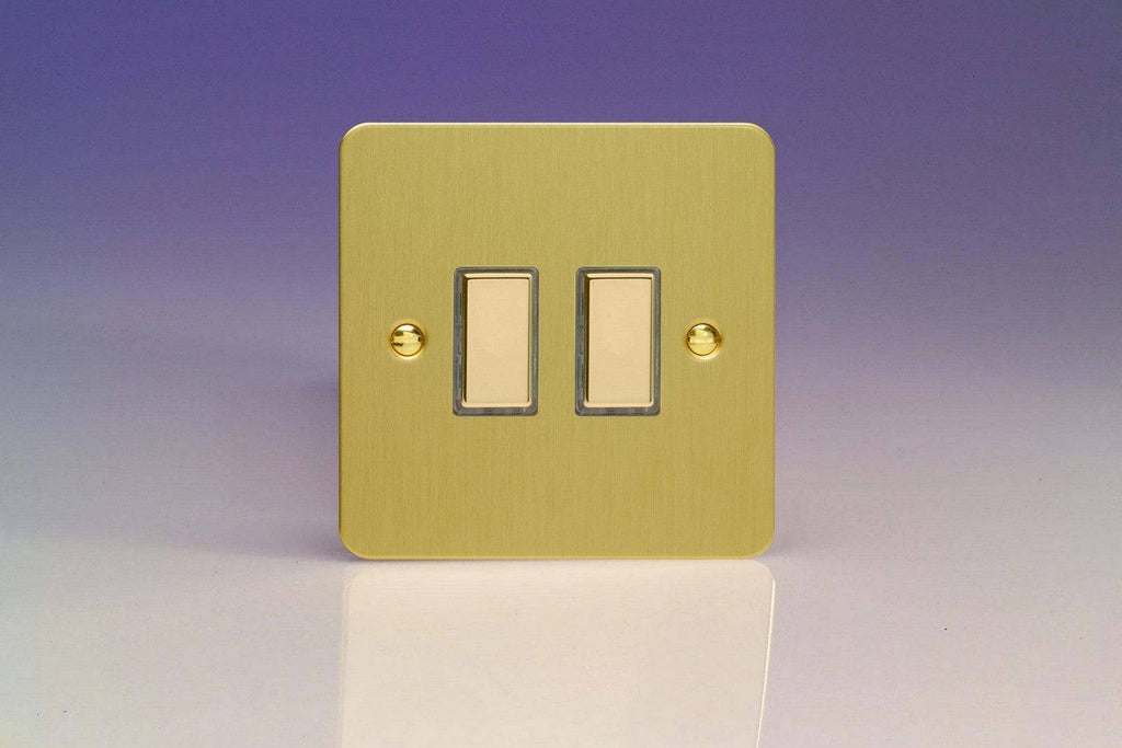 Varilight Ultraflat Brushed Brass Double Secondary Touch Dimmer Switch JFBES002 - The Switch Depot