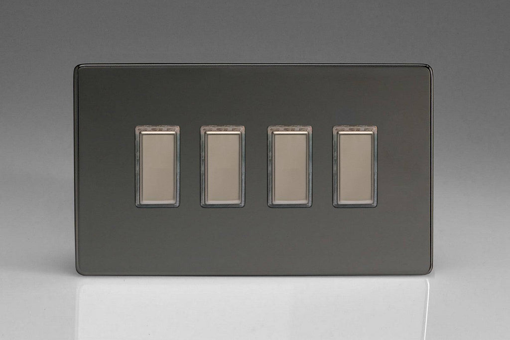 Varilight Screwless Iridium Quadruple Secondary Touch Dimmer Switch JDIES004S - The Switch Depot