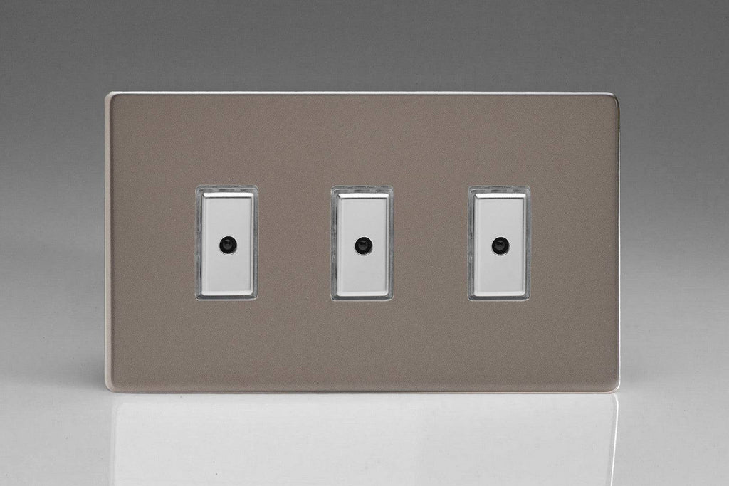 Varilight Screwless Pewter Triple Master Touch Dimmer Switch JDRE103S - The Switch Depot