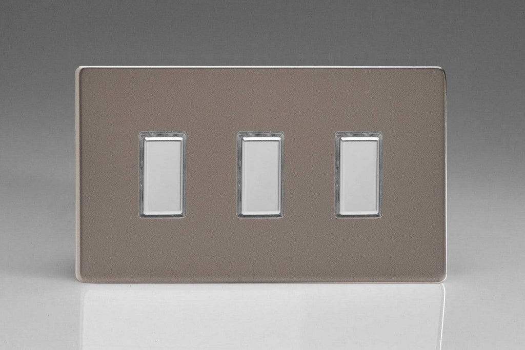 Varilight Screwless Pewter Triple Secondary Touch Dimmer Switch JDRES003S - The Switch Depot