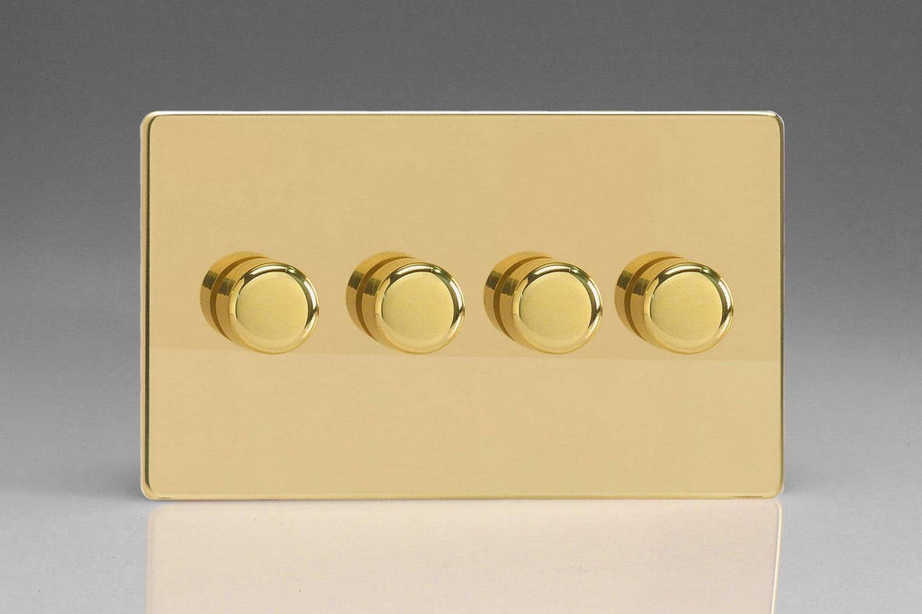 Varilight Screwless Polished Brass 4G Dimmer Switch JDVDP254S - The Switch Depot