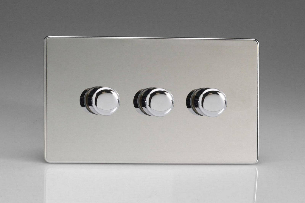 Varilight Screwless Polished Chrome 3G Dimmer Switch JDCDP303S - The Switch Depot