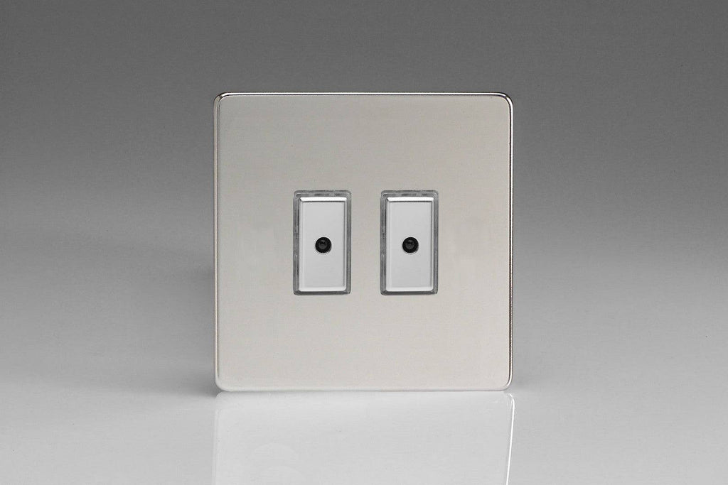 Varilight Screwless Polished Chrome Double Master Touch Dimmer Switch JDCE102S - The Switch Depot