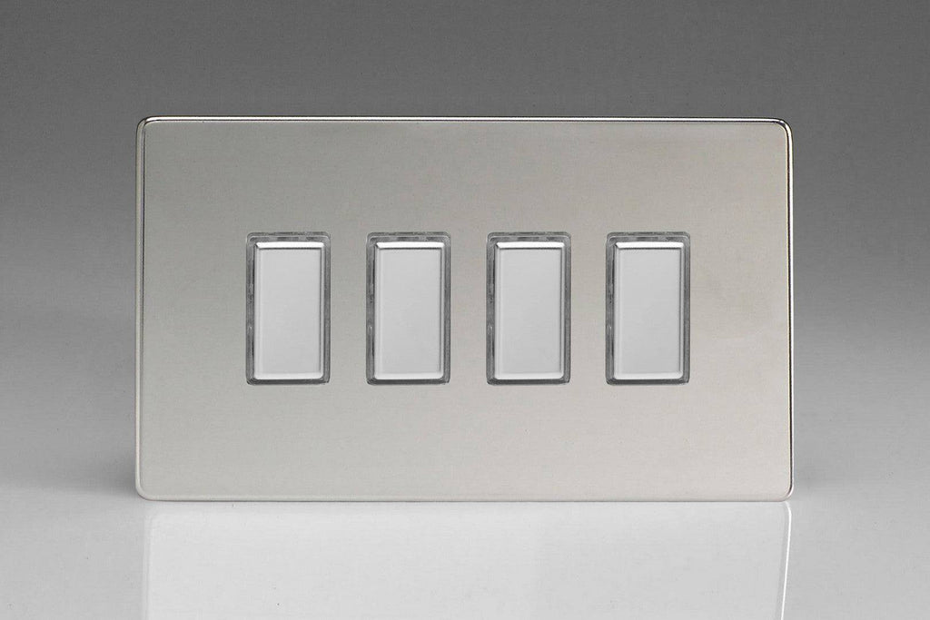 Varilight Screwless Polished Chrome Quadruple Secondary Touch Dimmer Switch JDCES004S - The Switch Depot