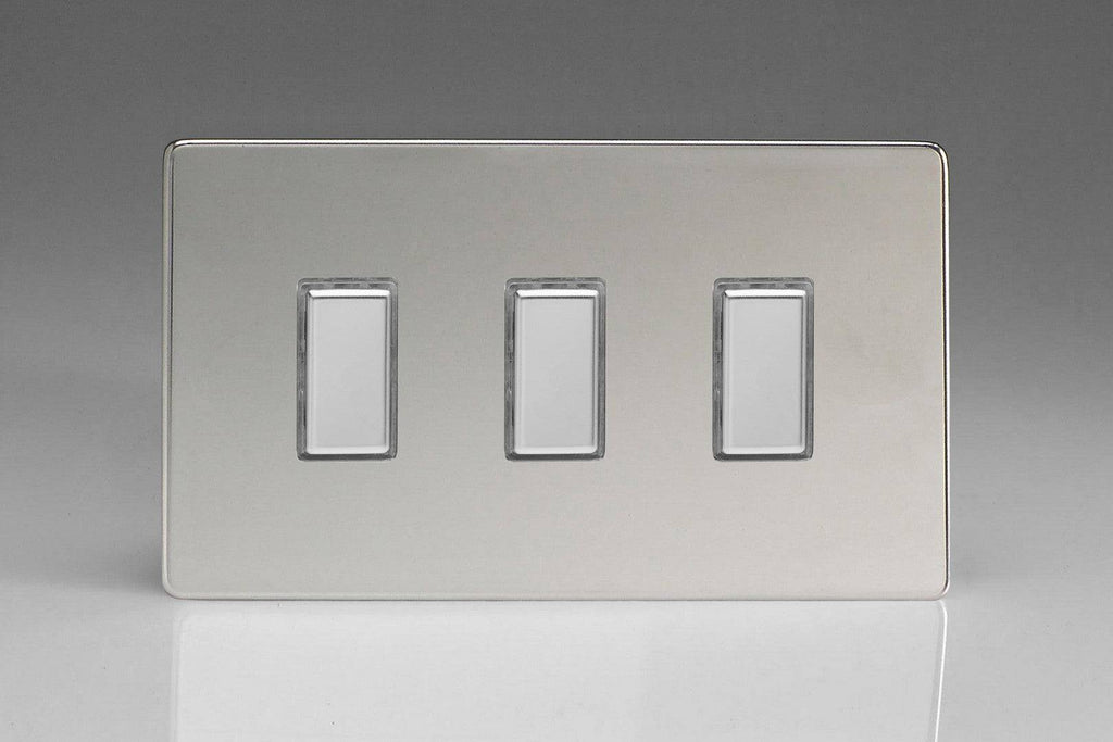 Varilight Screwless Polished Chrome Triple Secondary Touch Dimmer Switch JDCES003S - The Switch Depot