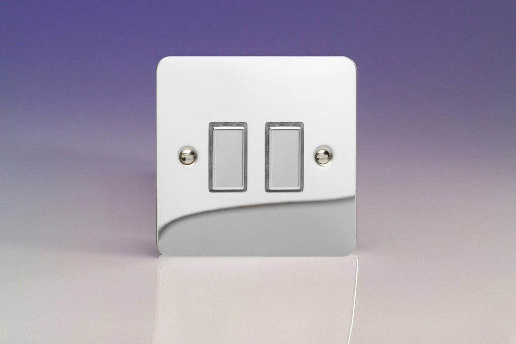 Varilight Ultraflat Polished Chrome Double Secondary Touch Dimmer Switch JFCES002 - The Switch Depot