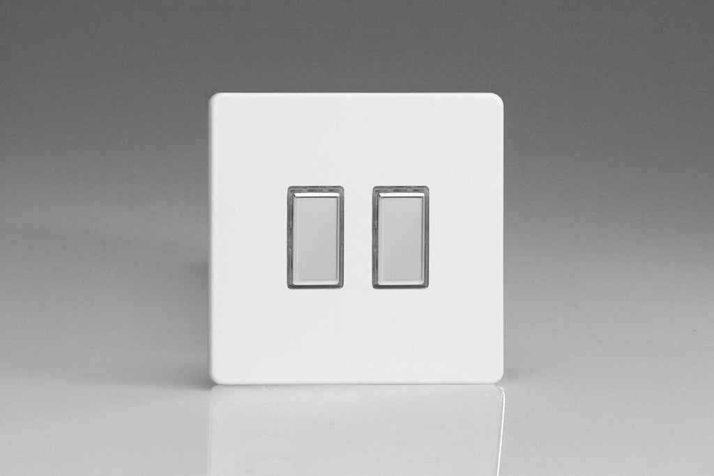 Varilight Screwless White Double Secondary Touch Dimmer Switch JDQES002S - The Switch Depot