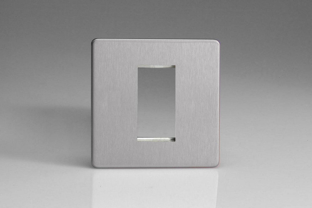 Varilight Screwless Brushed Steel 1G Euro plate XDSG1S - The Switch Depot