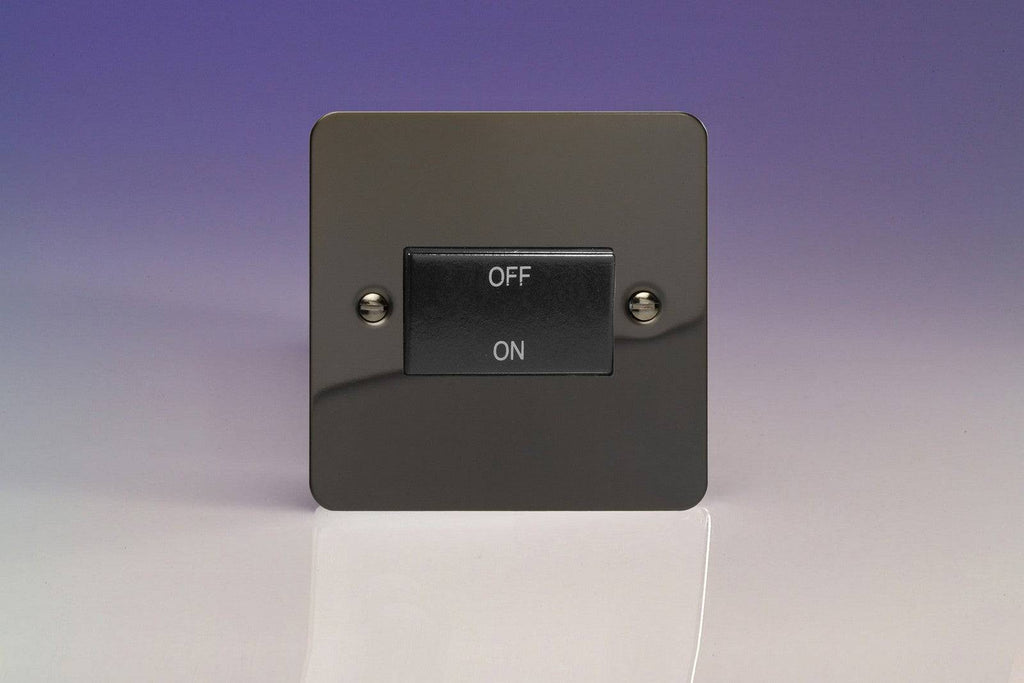 Varilight Ultraflat Iridium Black Fan Isolator Switch XFIFIB - The Switch Depot
