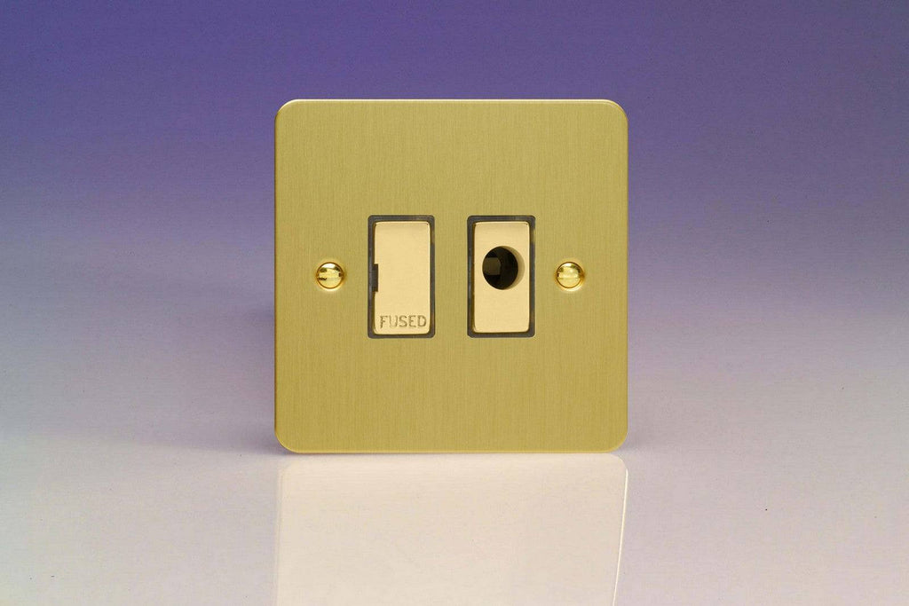 Varilight Ultraflat Brushed Brass 13A Unswitched Spur with Flex Outlet XFB6UFOD - The Switch Depot