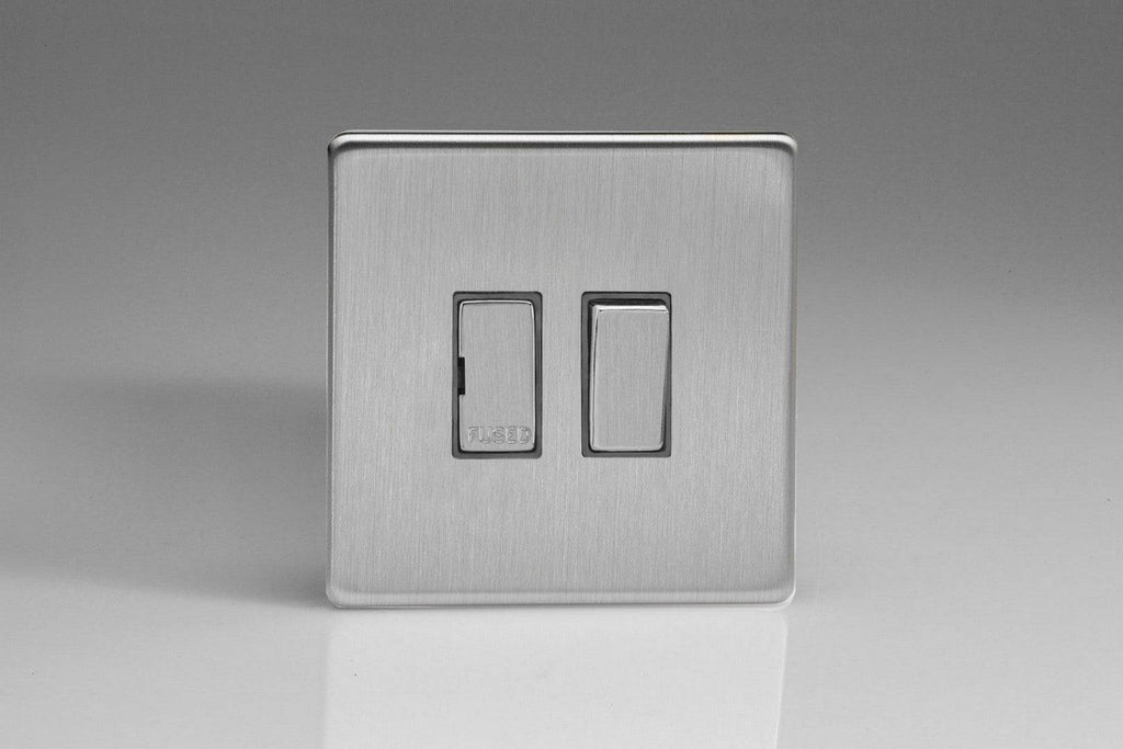 Varilight Screwless Brushed Steel 13A Switched Spur XDS6DS - The Switch Depot