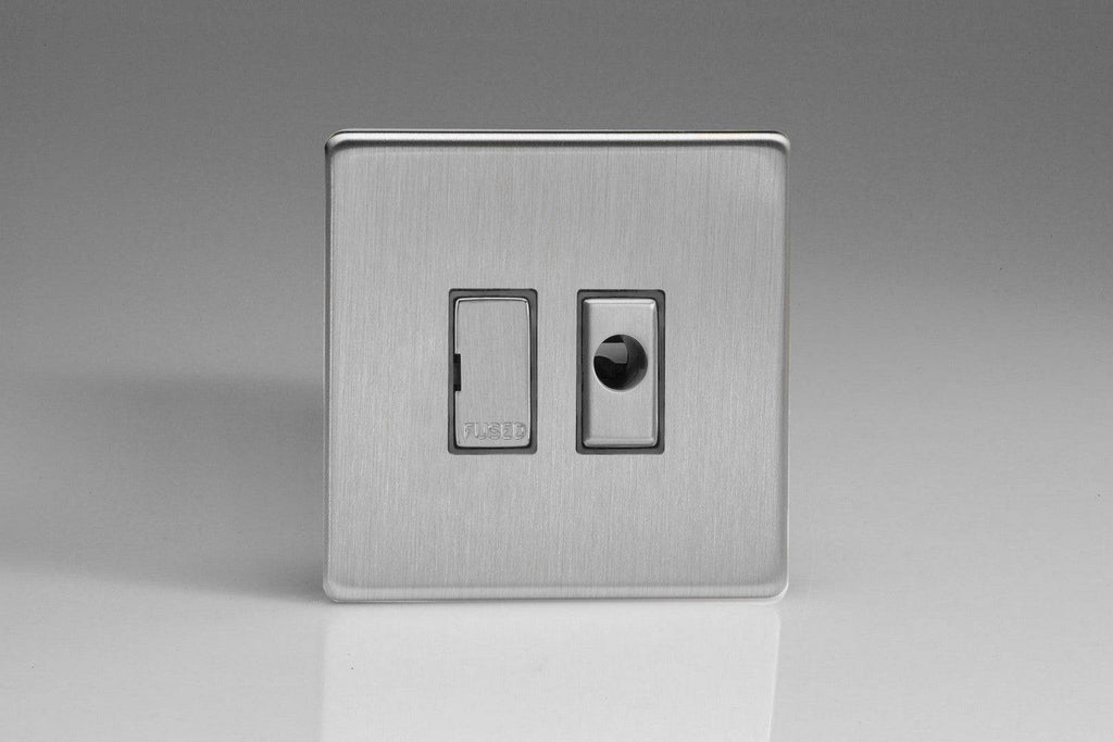 Varilight Screwless Brushed Steel 13A Unswitched Spur with Flex Outlet XDS6UFODS - The Switch Depot