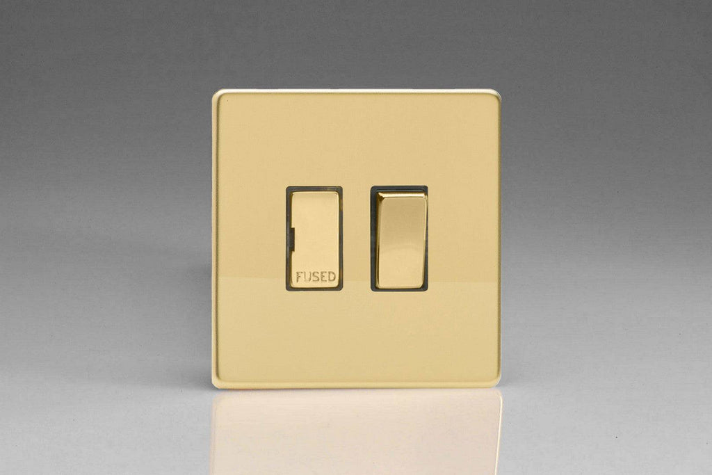 Varilight Screwless Polished Brass 13A Switched Spur XDV6DS - The Switch Depot