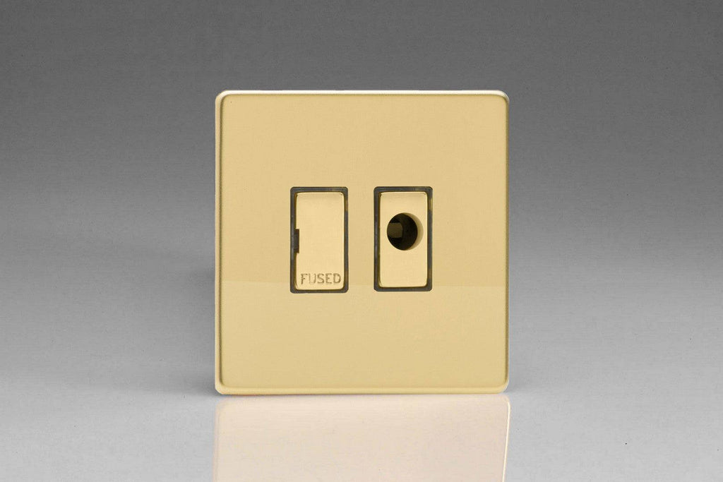 Varilight Screwless Polished Brass 13A Unswitched Spur with Flex Outlet XDV6UFODS - The Switch Depot