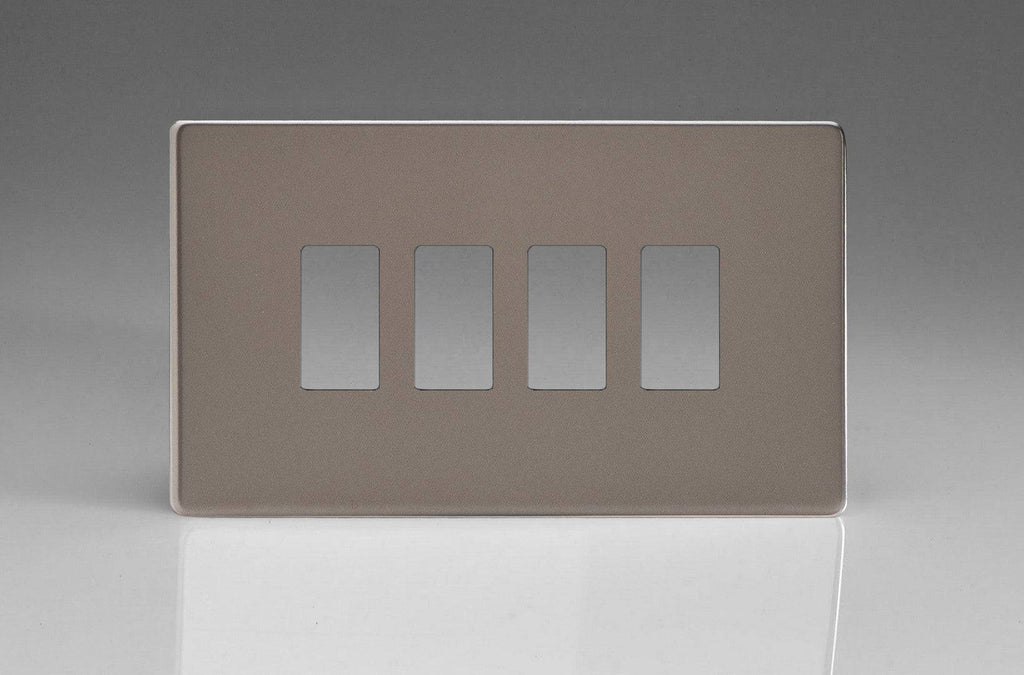 Varilight Screwless Pewter 4G Grid Plate XDRPGY4S - The Switch Depot