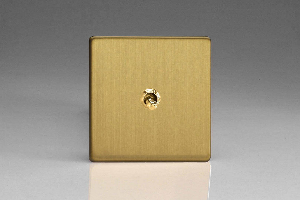 Varilight Screwless Brushed Brass Intermediate Toggle Switch XDBT7S - The Switch Depot