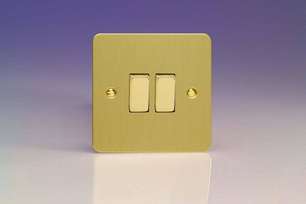 Varilight Ultraflat Brushed Brass 2G Intermediate Switch XFB77D - The Switch Depot