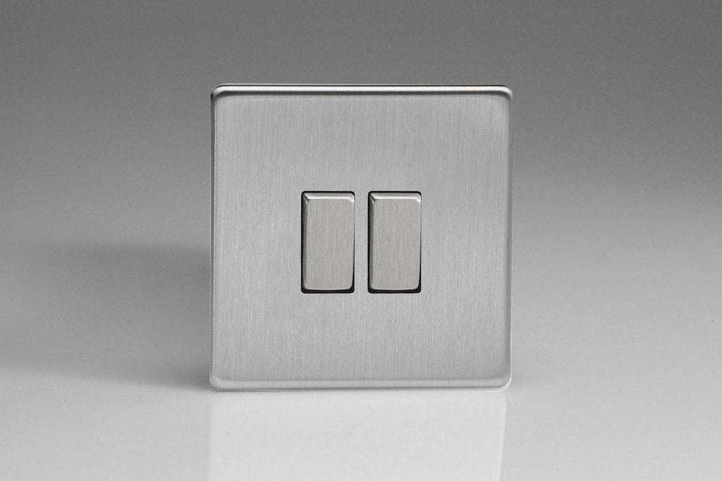 Varilight Screwless Brushed Steel 2W and Intermediate Light Switch XDS71S - The Switch Depot