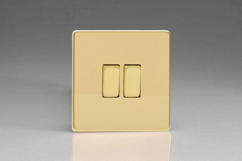 Varilight Screwless Polished Brass 2G Intermediate Switch XDV77S - The Switch Depot