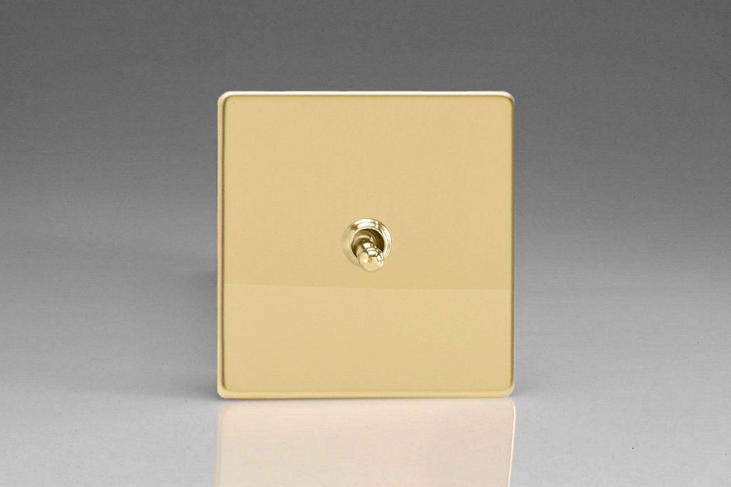 Varilight Screwless Polished Brass Intermediate Toggle Switch XDVT7S - The Switch Depot