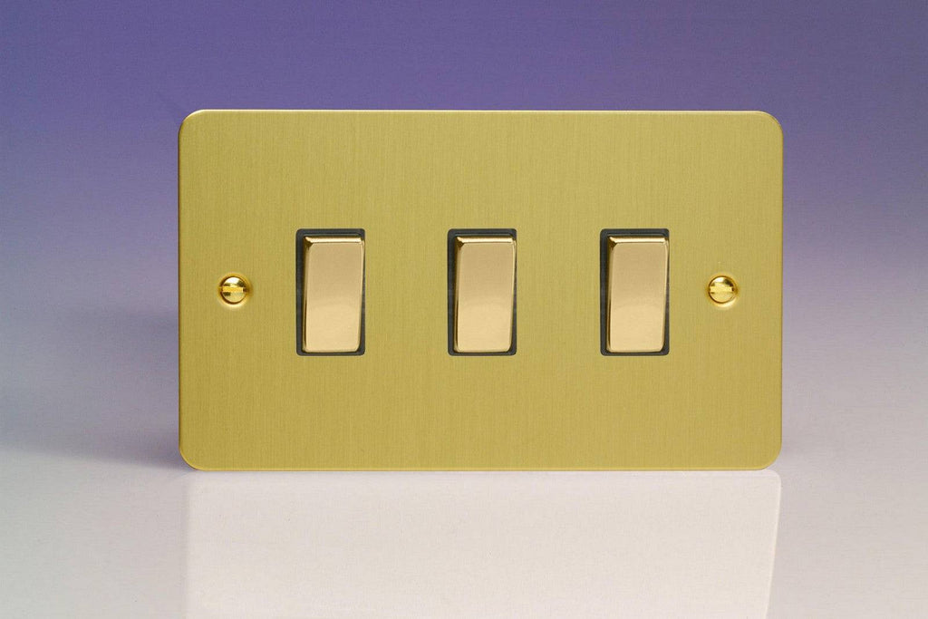 Varilight Ultraflat Brushed Brass 3G Light Switch XFB93D - The Switch Depot