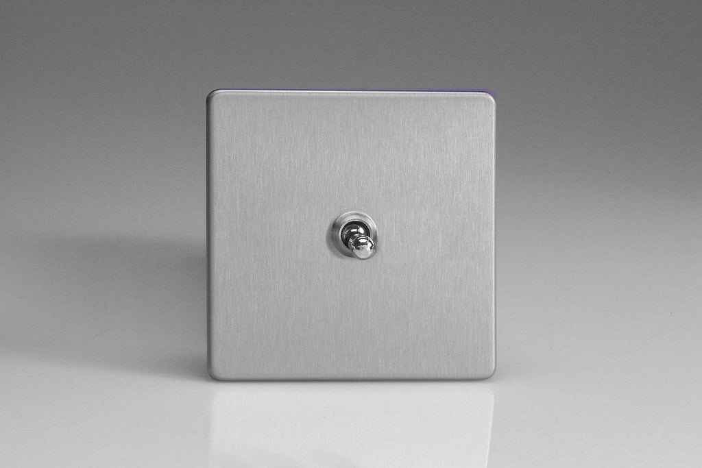 Varilight Screwless Brushed Steel 1G Toggle Switch XDST1S - The Switch Depot