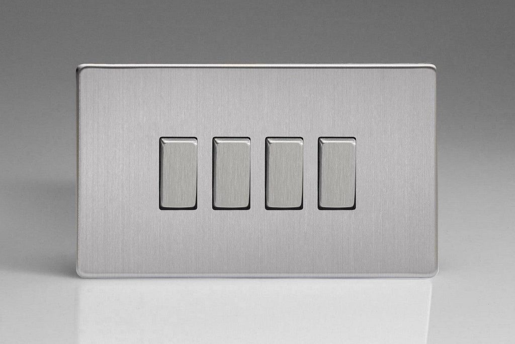 Varilight Screwless Brushed Steel 4G Light Switch XDS9S - The Switch Depot