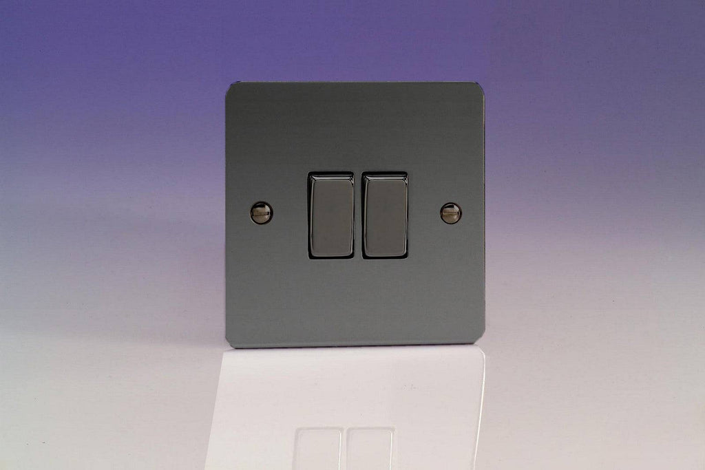 Varilight Ultraflat Iridium Black 2G Light Switch XFI2D - The Switch Depot