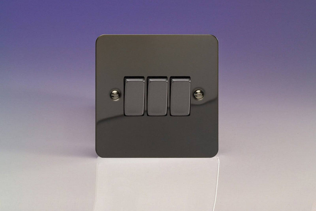 Varilight Ultraflat Iridium Black 3G Light Switch XFI3D - The Switch Depot