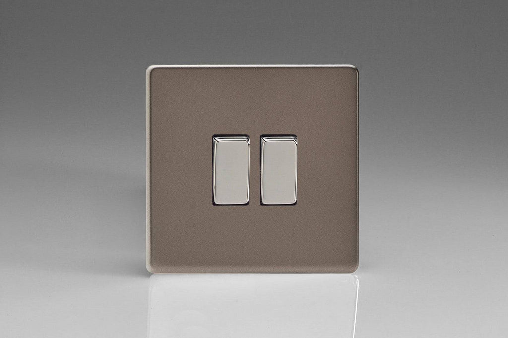 Varilight Screwless Pewter 2G Light Switch XDR2S - The Switch Depot