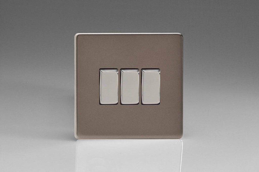 Varilight Screwless Pewter 3G Light Switch XDR3S - The Switch Depot