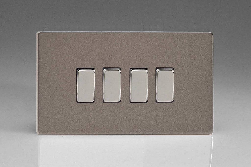 Varilight Screwless Pewter 4G Light Switch XDR9S - The Switch Depot