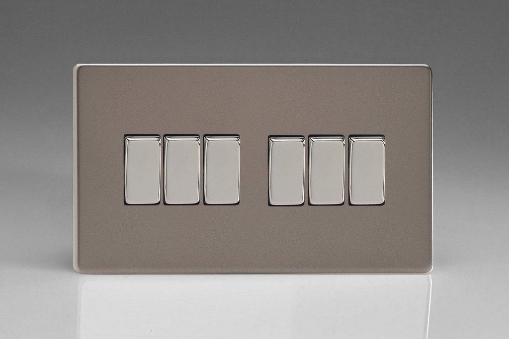 Varilight Screwless Pewter 6G Light Switch XDR96S - The Switch Depot