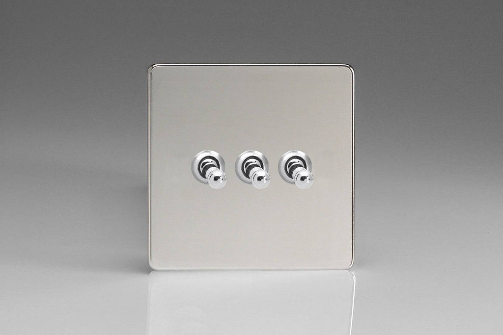 Varilight Screwless Polished Chrome 3G Toggle Switch XDCT3S - The Switch Depot