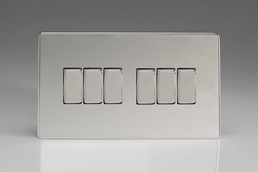 Varilight Screwless Polished Chrome 6G Light Switch XDC96S - The Switch Depot