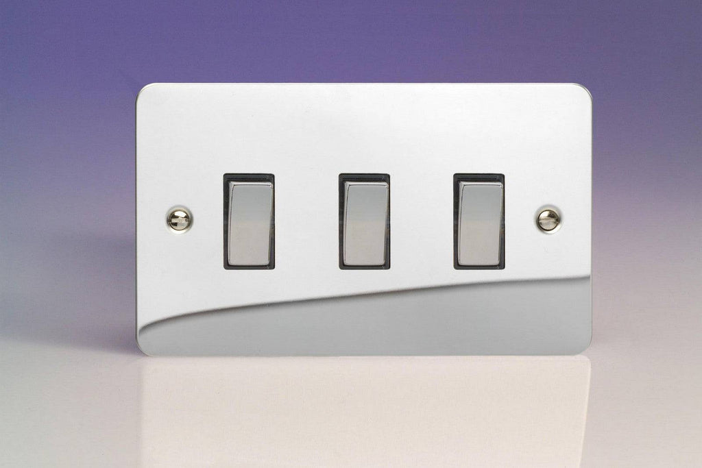 Varilight Ultraflat Polished Chrome 3G Light Switch XFC93D - The Switch Depot