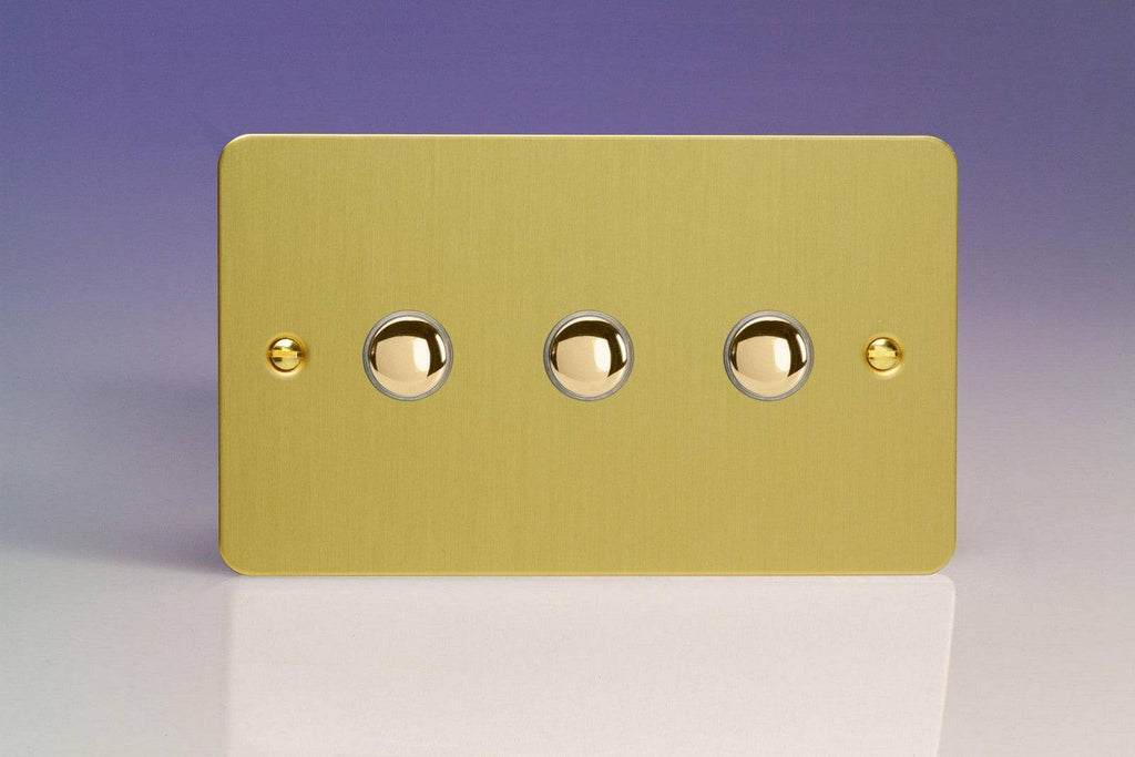 Varilight Ultraflat Brushed Brass 3G Momentary Switch XFBM3 - The Switch Depot